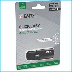 Emtec Click Easy USB 3.1 Flash Drive 512GB – Fast & Portable Storage